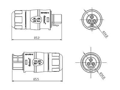  Цилиндрические разъёмы BC01 (3 контакта) 